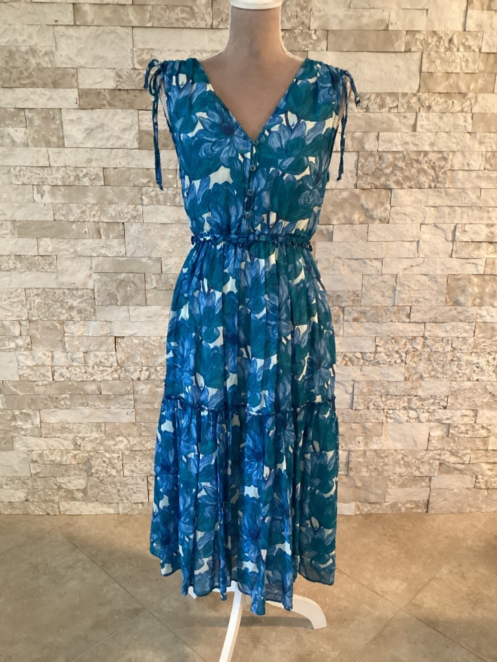 Sundance Maren Meadow Sleeveless Floral Tiered Midi Dress